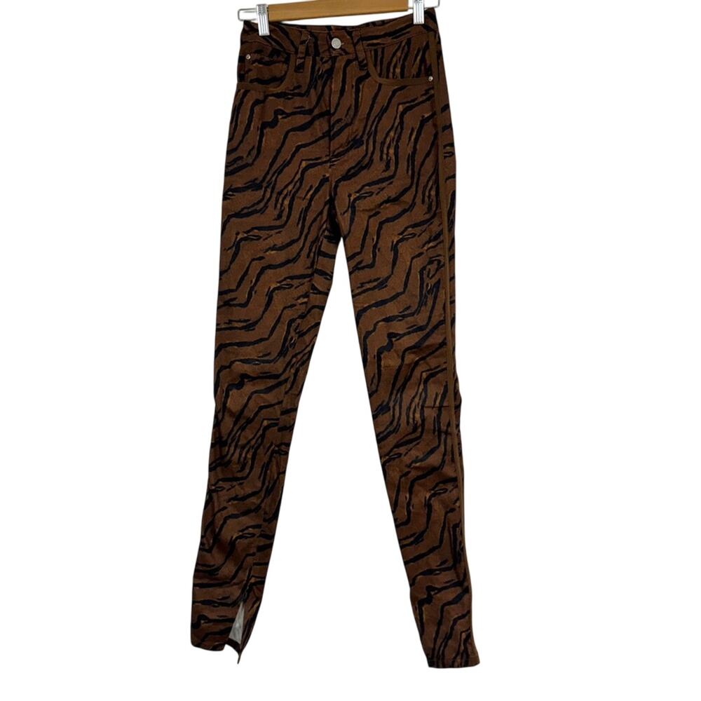 Weworewhat Brown Tiger Stripe Icon Jeans Womens 26 High Rise Skinny Denim Ankle